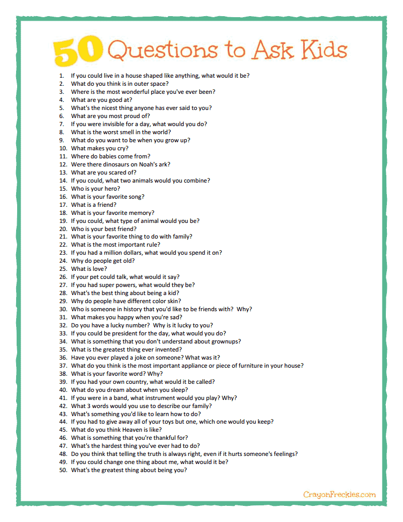 At Home Activity Idea 50 Questions To Ask Children Coddington Road 