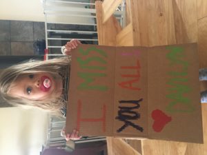 A child celebrates Teacher Appreciation Week for the teachers at Coddington Road Community Center